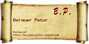 Berauer Petur névjegykártya